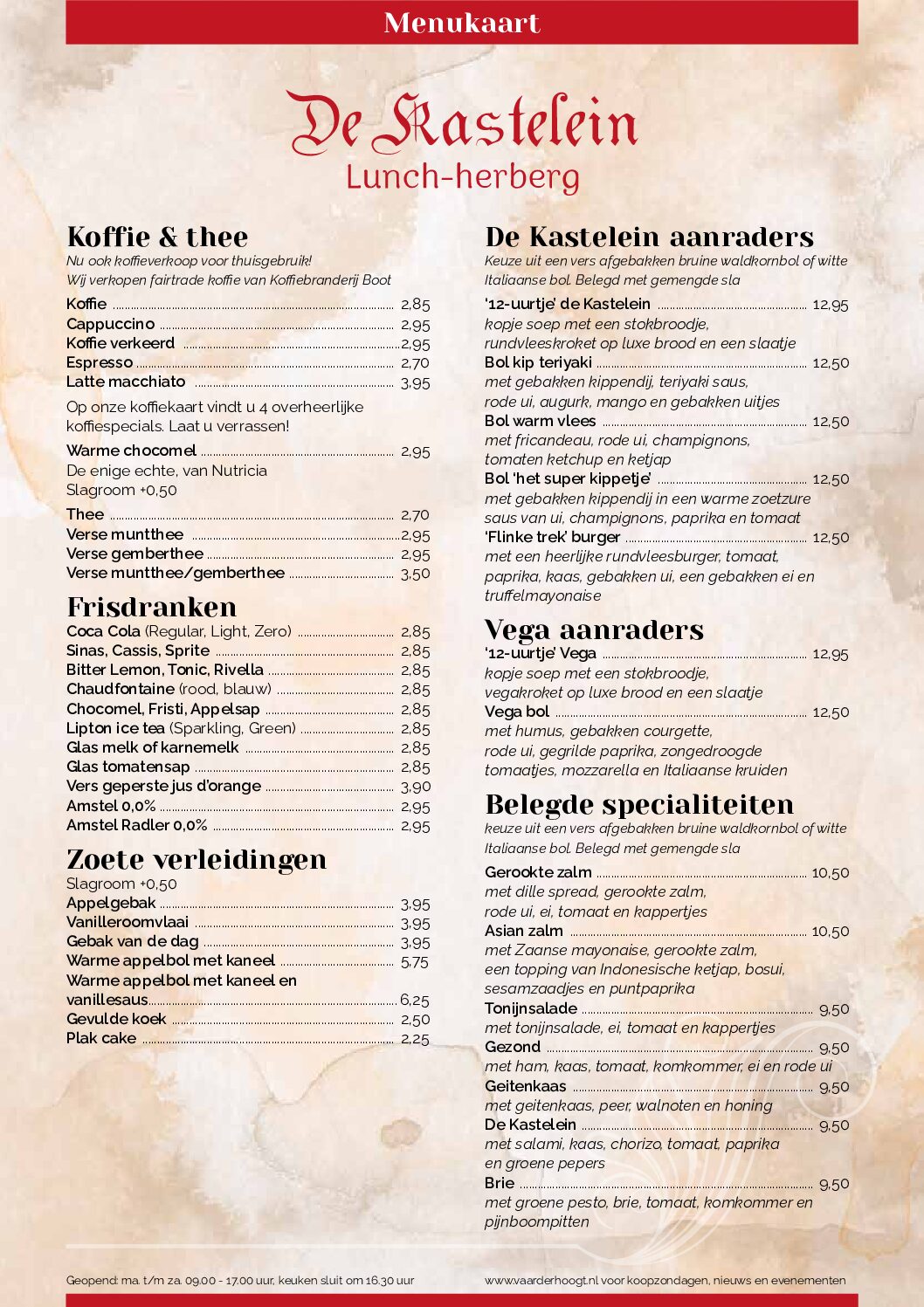 Menukaart oktober 2022 voorzijde
